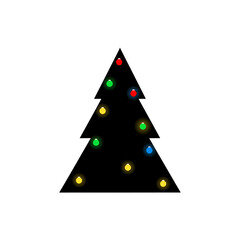 Enchanting Christmas tree silhouette adorned with vibrant, glowing festive lights creating a magical holiday atmosphere