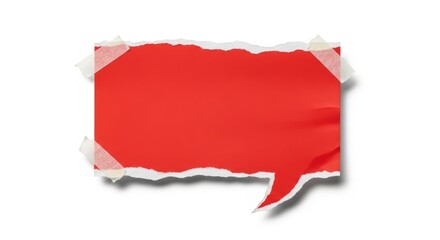 Obraz premium Red torn paper speech bubble with adhesive tape message