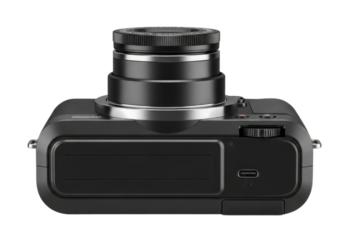 Digital camera top view transparent background cutout png