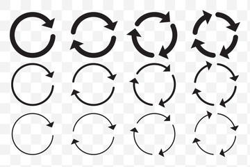 circle arrow icon set. circular arrow icon, refresh, reload, rotation. Green recycle vector icon symbol. Repeat and reload icons set and arrow rotation circle