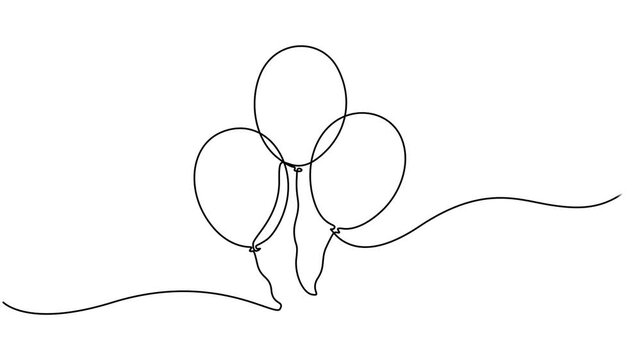 balloon continuous one line drawing animation, Speech bubble continuous video one line drawing, minimalist line illustration done in one line animation, Balloon with heart shape animation