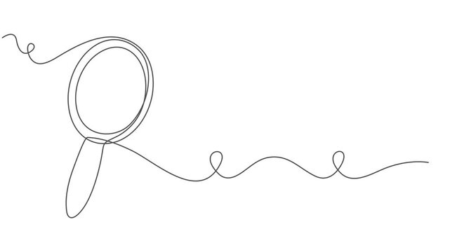 mirror continuous one line drawing animation, Animated Hand mirror in continuous one line drawing style minimalist black and white illustration, full length one line animation, self drawing a tabletop