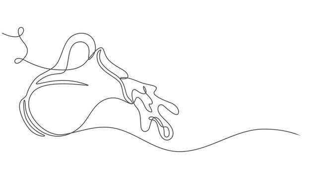 Pitcher for milk continuous one line drawing animation, Abstract jug, pitcher for milk, water, juice and Viennese waffles, dessert for breakfast, Self drawing animation one continuous line draw, logo