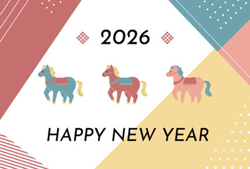 2026　午年　年賀状イラスト	
