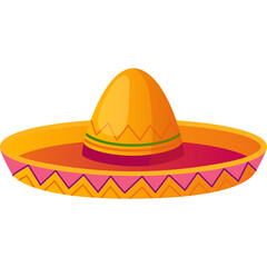 Traditional Mexican Sombrero Hat with Vibrant Orange and Yellow Hues Featuring Geometric Patterns on the Brim