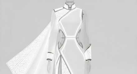 Pure Elegance The Girl dress 2050 style in white background