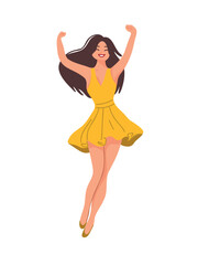 Fototapeta premium Vector illustration energetic woman dancing with joy