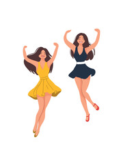 Obraz premium Vector illustration diverse women dancing together