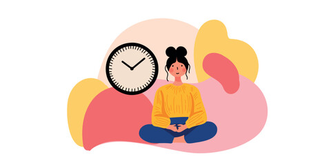 Vector illustration time management and life balance woman