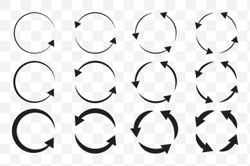 circle arrow icon set. circular arrow icon, refresh, reload arrow icon symbol sign, vector illustration