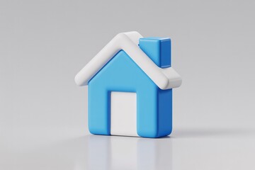 House icon blue walls white roof surreal fantasy home real estate design symbol interface