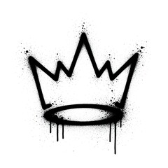 Illustration of graffiti style black crown spray paint isolated on white background