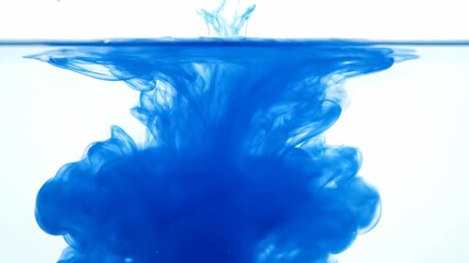 Vibrant blue ink dissolving and swirling in clear water in super slow motion organic, diffusion, background - Powered by Adobe