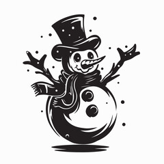 Festive Snowman in Cold Winter Weather Vector Design on white background