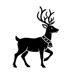 Elegant reindeer with majestic antlers and festive bell collar, perfect for winter holiday designs and Christmas celebrations