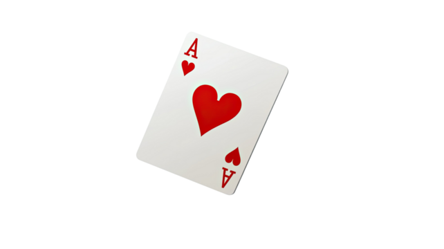 Flying playing card for poker captured in motion showing game element with casino gambling theme and dynamic action isolated on white background