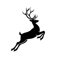 Majestic stag leaping dynamically with impressive antlers, embodying wild spirit and natural elegance for your next project