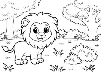 Cute Lion Cub Coloring Page