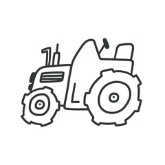 Doodle Tractor Line Icon