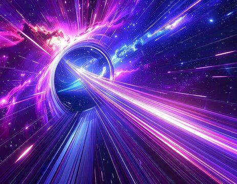 Vibrant light streaks in a cosmic space tunnel