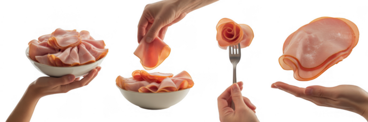 Sliced meat presentation isolated on a transparent background