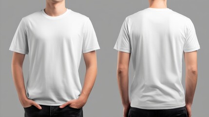 White t shirt displayed from front and back showing simple design suitable for casual wear in various settings and occasions