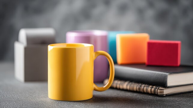 Promotional products like colorful mugs enhance brand visibility and engagement in creative marketing strategies