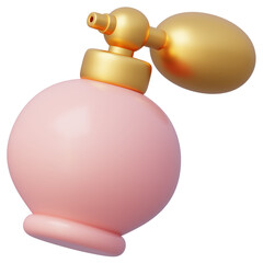 Elegant pink perfume with golden pump spray bottle