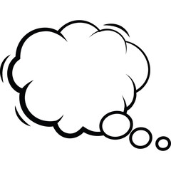 Comic Book Style Thought Bubble Outline With Trailing Dots On Transparent Background