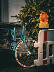 old rusty bicycle on the street