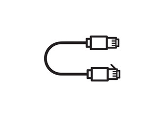 Ethernet Cable Line Icon &mdash; Minimal Bold Outline Network, Connectivity, and Technology Vector Symbol