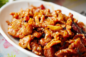 Korean spicy stir fried pork 