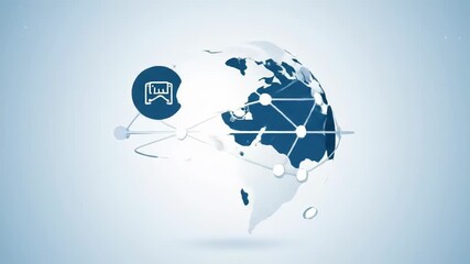 Dynamic Earth globe data analytics and digital connection icons animating business growth globally - Powered by Adobe