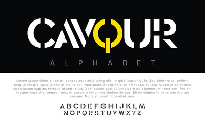Cavqur alphabet letters font for logo
