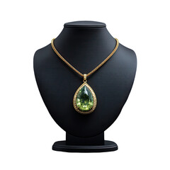 Teardrop gem pendant on black mannequin display