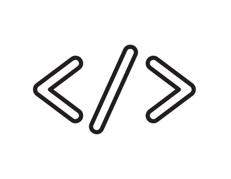 Code Symbol Line Icon &mdash; Minimal Bold Outline Programming, Development, and Technology Vector Design