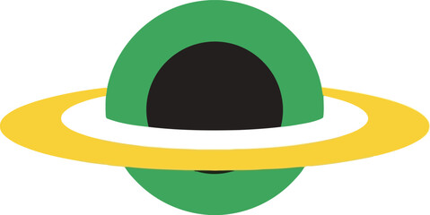 Abstract green planet with yellow ring flat vector icon vector