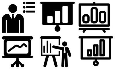A minimal and modern startup vector, icon set representing essential business elements like idea, innovation, planning, success, and vision. Perfect for use in business presentations, pitch decks