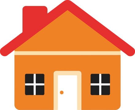 Cozy orange house icon simple flat design for real estate vector