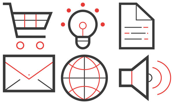 A minimal and modern startup vector, icon set representing essential business elements like idea, innovation, planning, success, and vision. Perfect for use in business presentations, pitch decks - Powered by Adobe