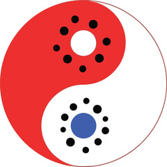 Vibrant yin yang symbol with modern red and white design vector