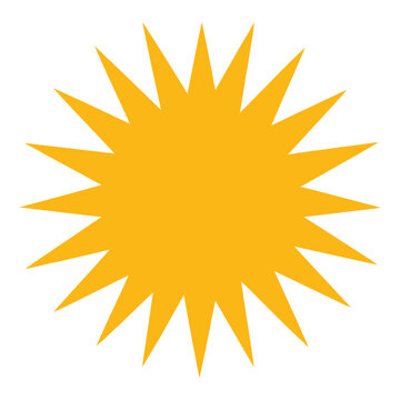 Yellow Starburst Shape with Sharp Points on White Background Design