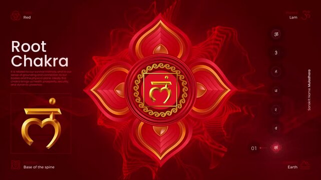 Root Chakra Energy Animation - Red Muladhara Meditation and Grounding Visuals