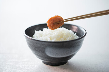 梅干しを乗せたご飯