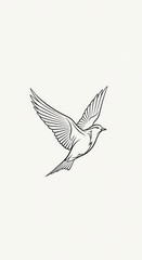 Obraz premium Minimalist Line Art Drawing of a Flying Bird on a Plain Background.