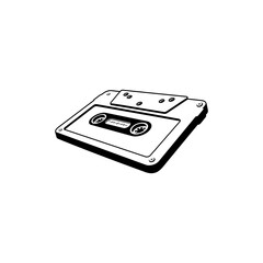 Old cassette simple on white background 