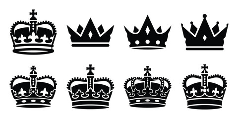 king e2 80 silhouette vector icon set