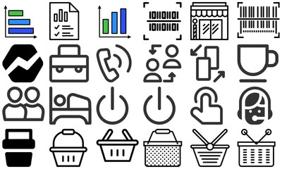 A minimal and modern startup vector, icon set representing essential business elements like idea, innovation, planning, success, and vision. Perfect for use in business presentations, pitch decks