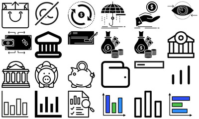 A minimal and modern startup vector, icon set representing essential business elements like idea, innovation, planning, success, and vision. Perfect for use in business presentations, pitch decks