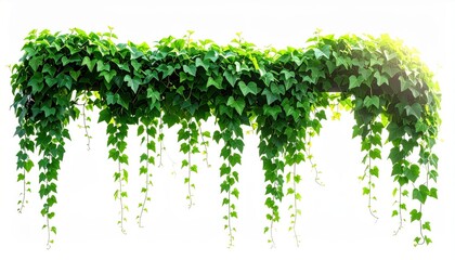 Naklejka premium Green leaves on white wall lush green leaves gently cascading against clean white wall creating natural calming scene